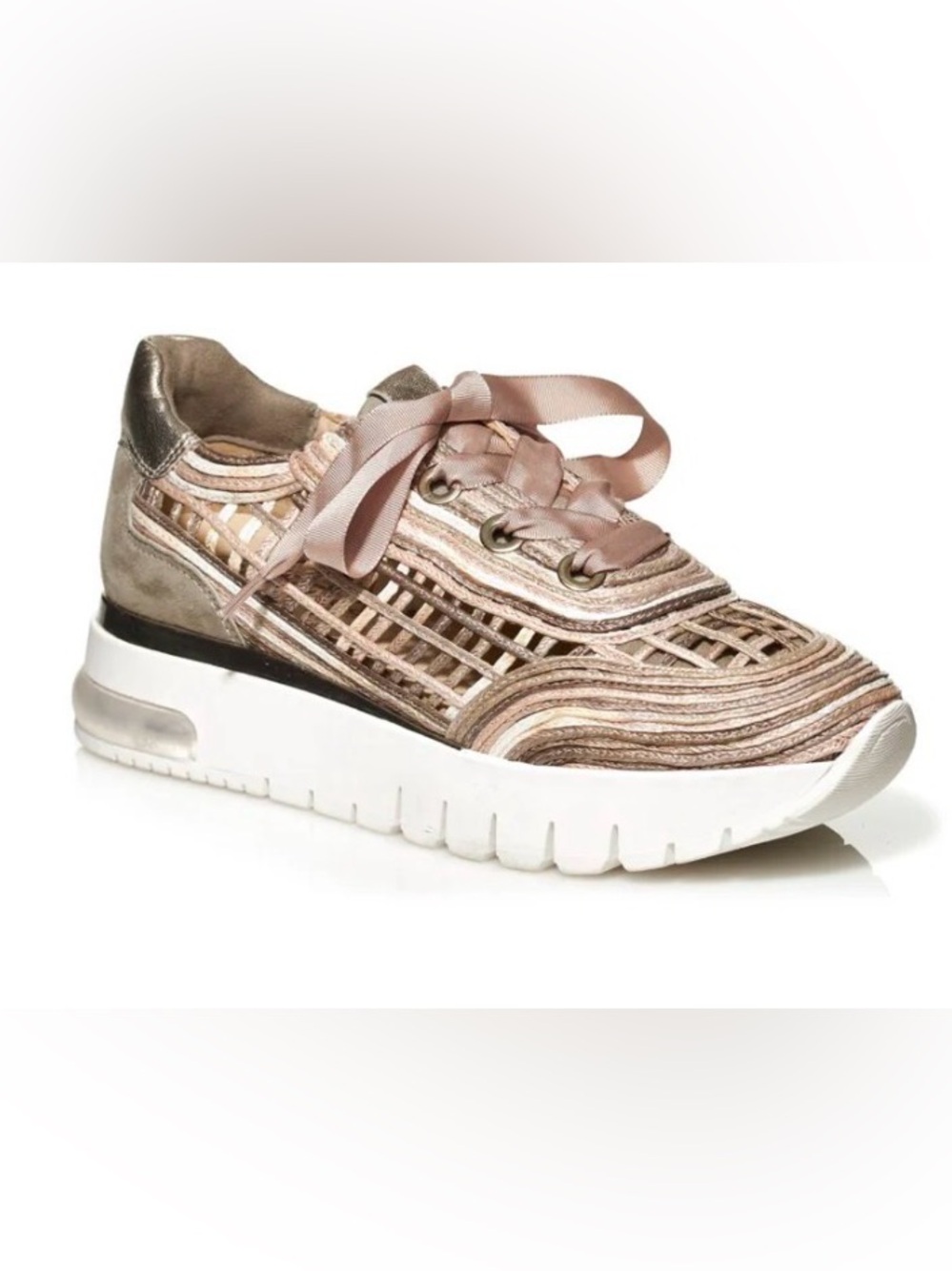 SOFTWAVES PLATFORM RIBBON SNEAKER IN KAKI ARCH SUPPORT